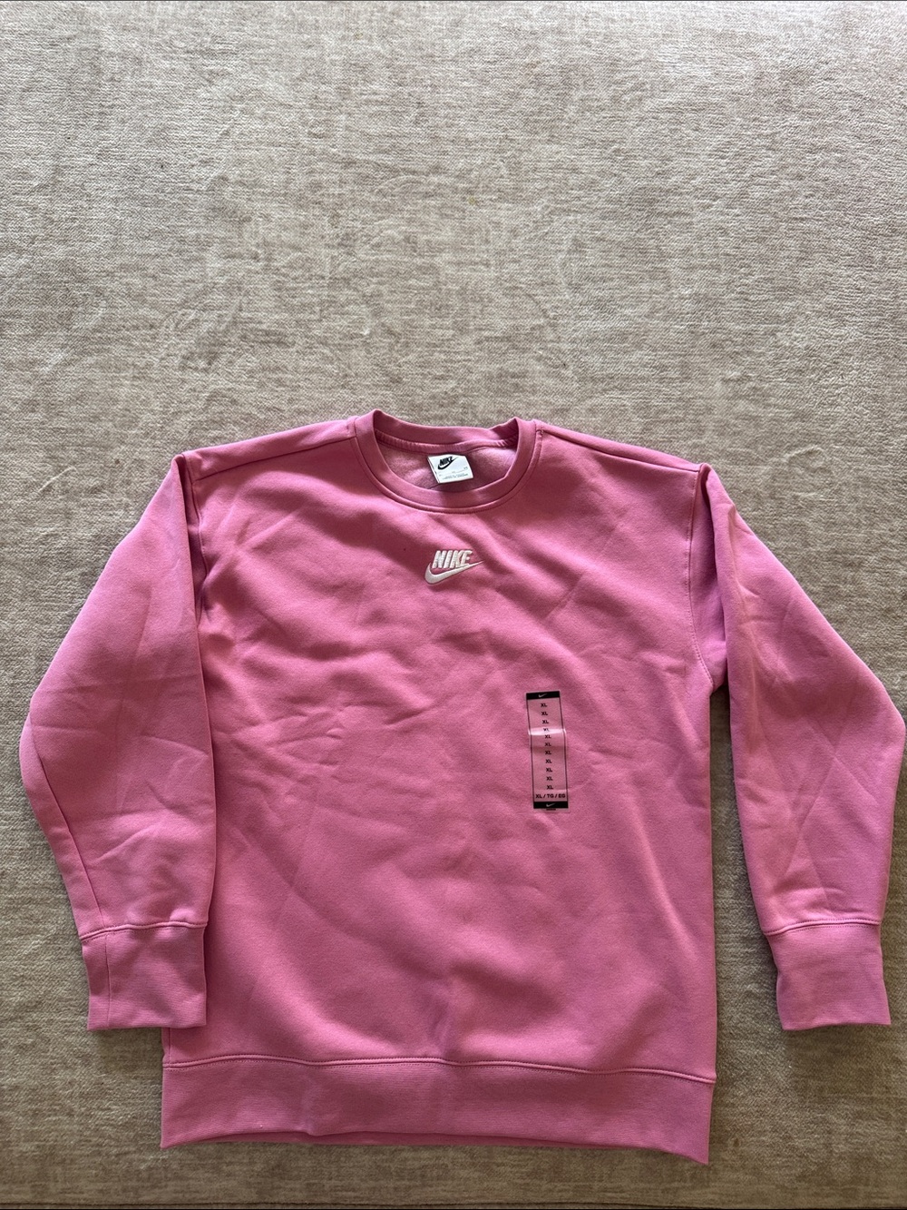 Nike Kids Pink Pullover Crew Neck Sweatshirt with White Logo